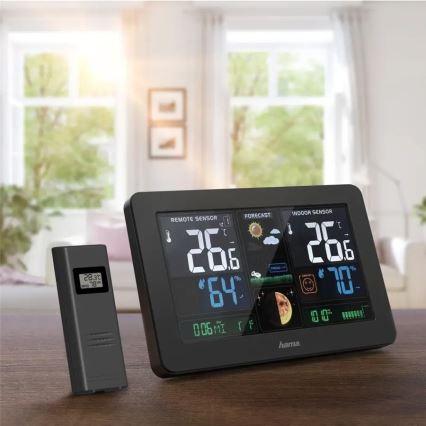 Hama - Meteostanica s farebným LCD displejom a budíkom + USB čierna