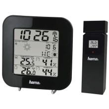 Hama - Meteostanica s LCD displejom a budíkom 2xAA čierna