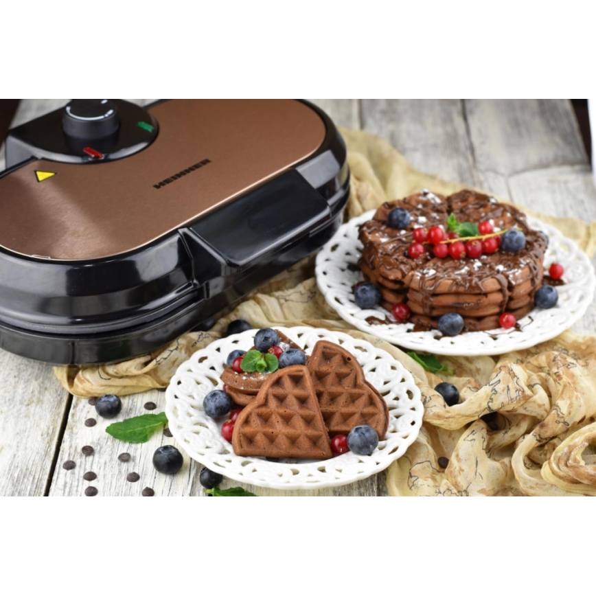 Heinner HWF-1000CR - Vaflovač 1000W/230V čierna/ružové zlato