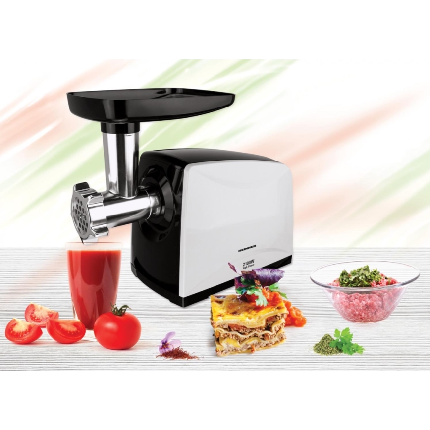 Heinner MG-2100BKWH - Mlynček na mäso 2100W/230V čierna/biela