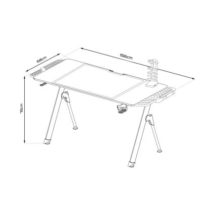 Herný stôl FALCON s LED RGB podsvietením 156x60 cm čierna