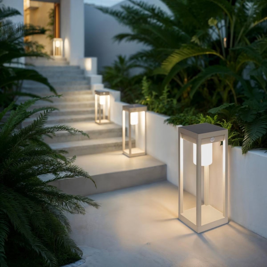 Hesperide - Solárna LED lucerna PIKY s pohybovým senzorom LED/3,7V 2600 mAh, 40 cm, IP65, béžová