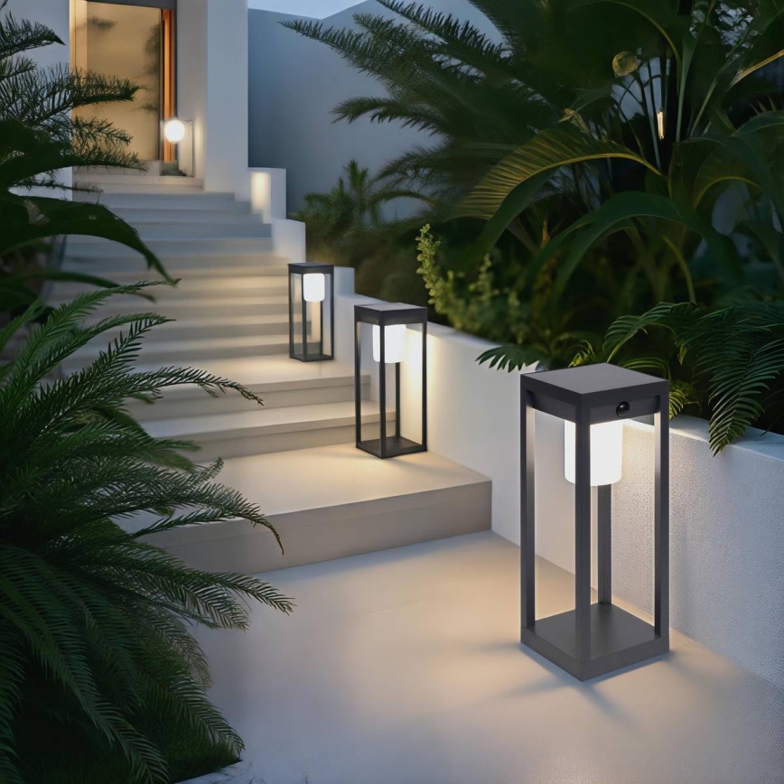 Hesperide - LED solárna lucerna s pohybovým senzorom PIKY LED/3,7V 2600 mAh 40 cm IP65 antracit