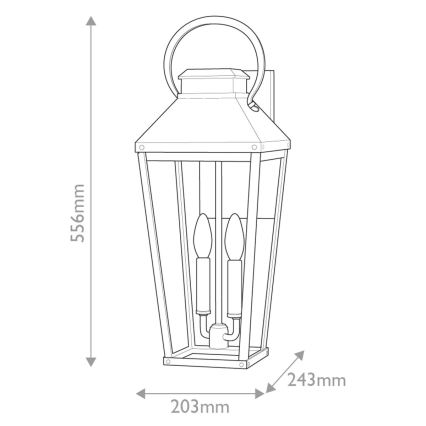 Hinkley - Vonkajšie nástenné svietidlo DAWSON L 2xE14/40W/230V IP44 čierna