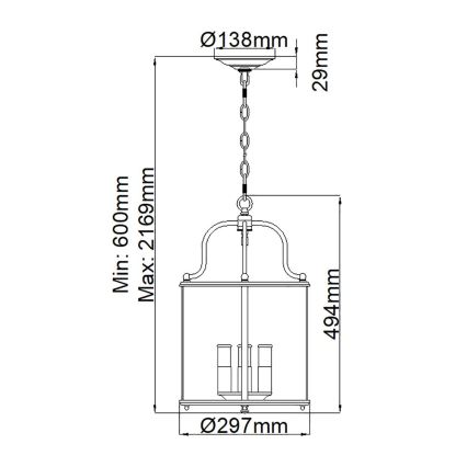 Hinkley - Luster na reťazi GENTRY 4xE14/60W/230V matný chróm