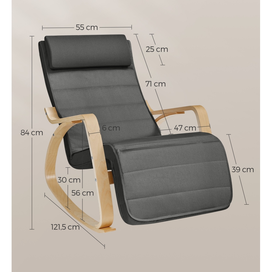 Hojdacie kreslo RESTLY tmavosivé
