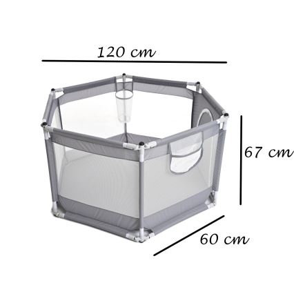 Hracia ohrádka 120 cm sivá