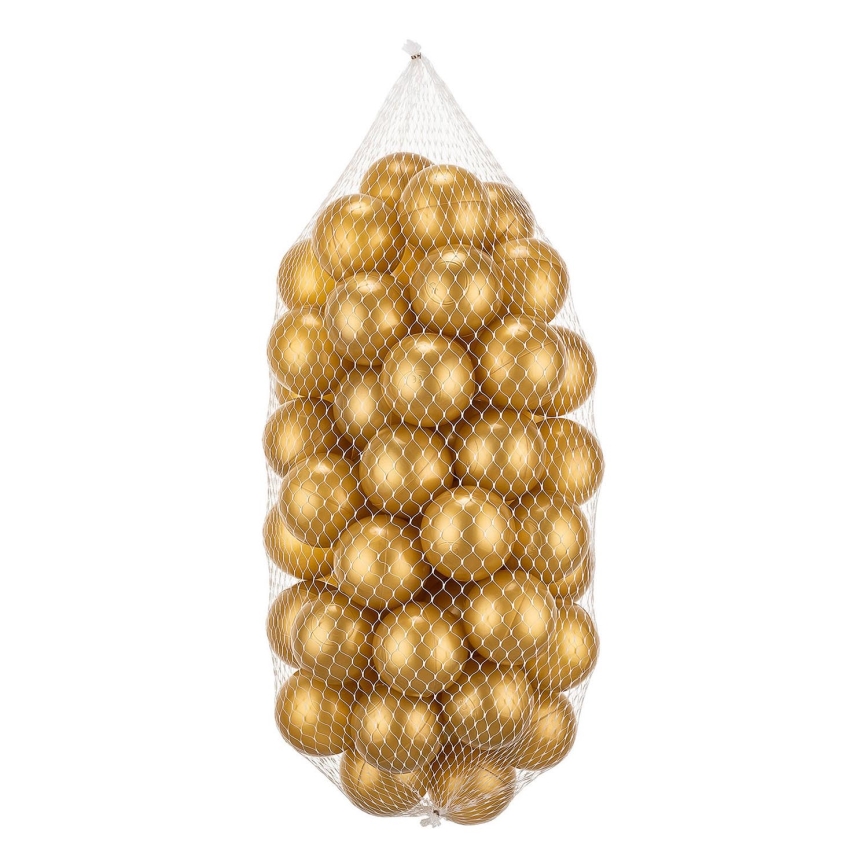 Hracie plastové loptičky 50 ks pr. 7 cm zlatá