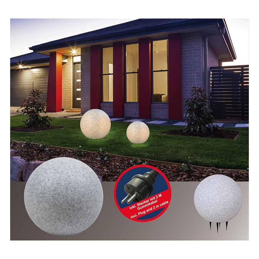 IBV 409130-010 - Vonkajšia lampa GRANITE BALL 1xE27/25W/230V IP65 pr. 300 mm
