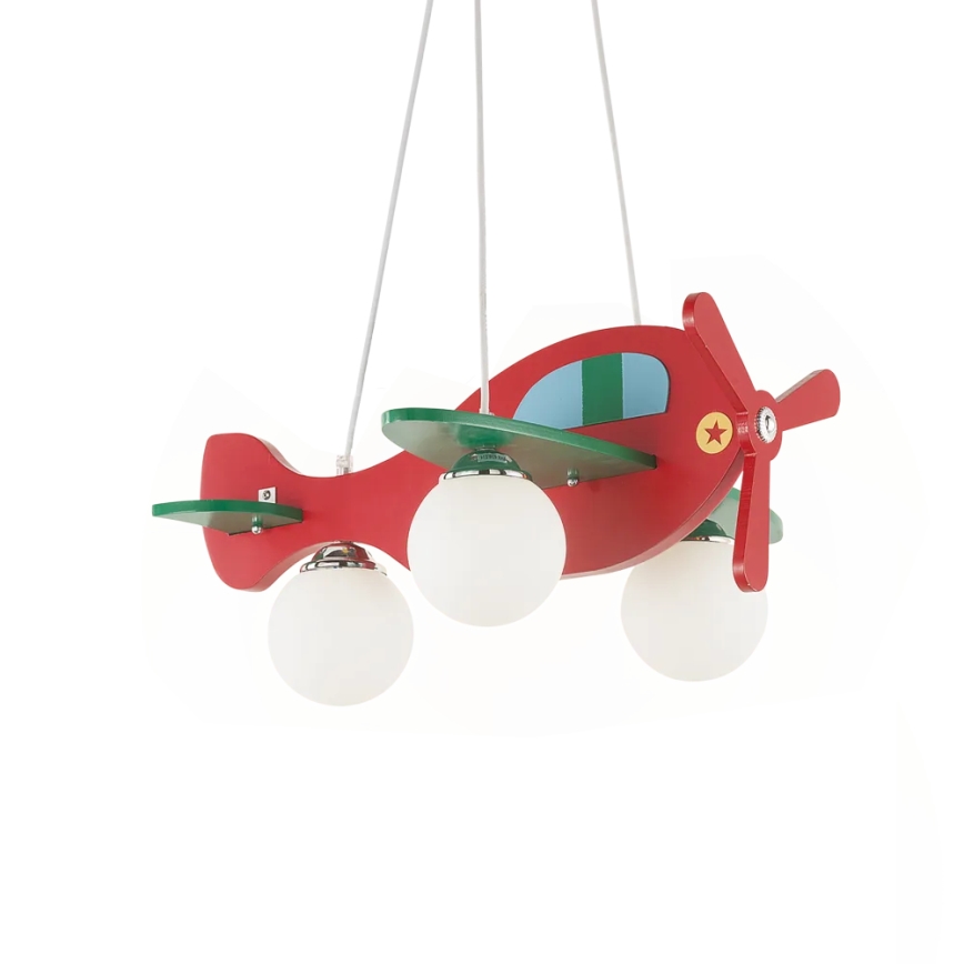 Ideal Lux - Detský luster na lanku AVION 3xE27/28W/230V červená