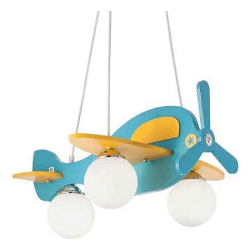 Ideal Lux - Detský luster na lanku AVION 3xE27/28W/230V modrá