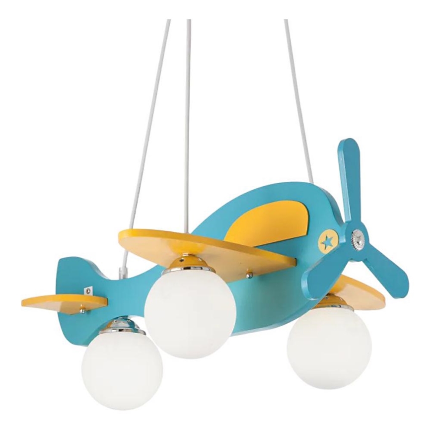 Ideal Lux - Detský luster na lanku AVION 3xE27/28W/230V modrá