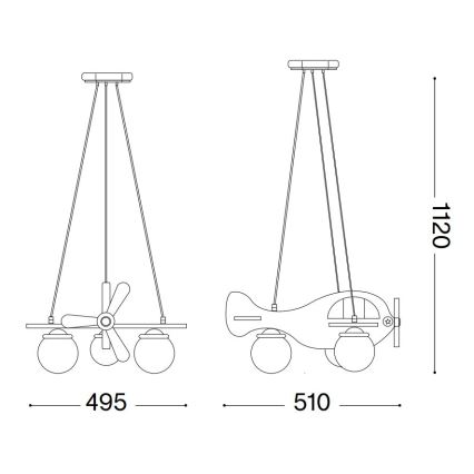 Ideal Lux - Detský luster na lanku AVION 3xE27/28W/230V modrá