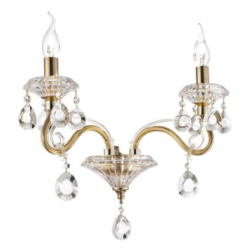 Ideal Lux - Krištáľová nástenná lampa NEGRESCO 2xE14/28W/230V zlatá