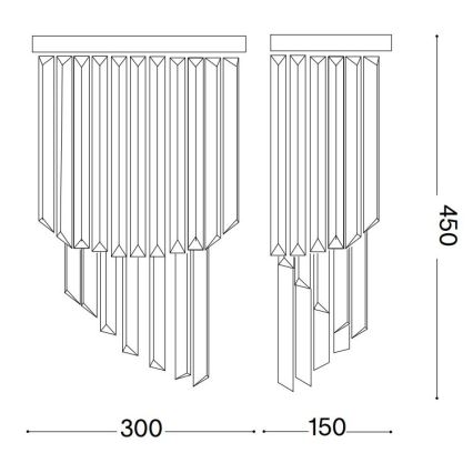 Ideal Lux - Krištáľové nástenné svietidlo CARLTON 3xE14/40W/230V zlatá