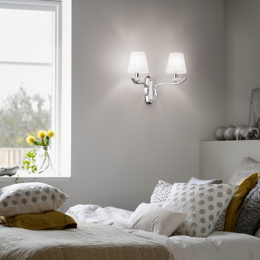 Ideal Lux - Krištáľové nástenné svietidlo PEGASO 2xE14/28W/230V lesklý chróm