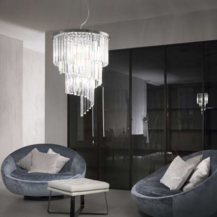 Ideal Lux - Krištáľový luster na lanku CARLTON 12xE14/40W/230V pr. 50 cm lesklý chróm
