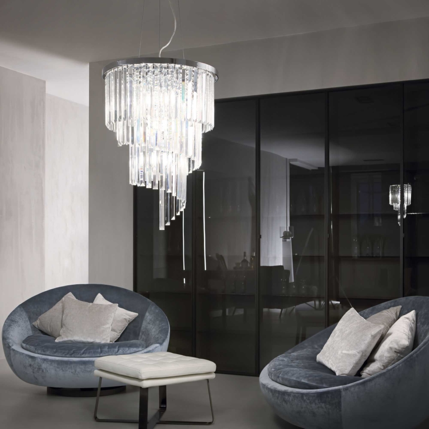 Ideal Lux - Krištáľový luster na lanku CARLTON 12xE14/40W/230V pr. 50 cm lesklý chróm