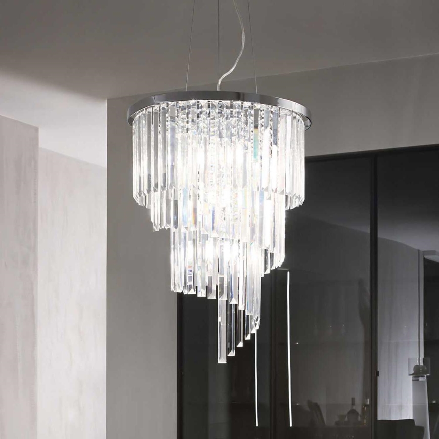 Ideal Lux - Krištáľový luster na lanku CARLTON 12xE14/40W/230V pr. 50 cm lesklý chróm