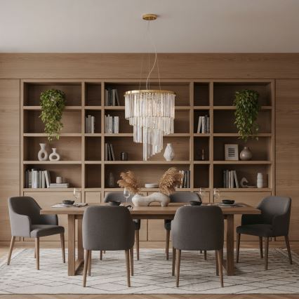 Ideal Lux - Krištáľový luster na lanku CARLTON 12xE14/40W/230V pr. 50 cm zlatá