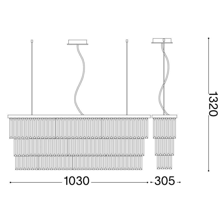 Ideal Lux - Krištáľový luster na lanku MARTINEZ 8xE14/40W/230V zlatá