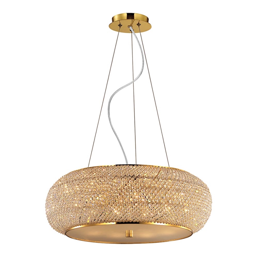 Ideal Lux - Krištáľový luster na lanku PASHA 10xE14/40W/230V pr. 55 cm zlatá