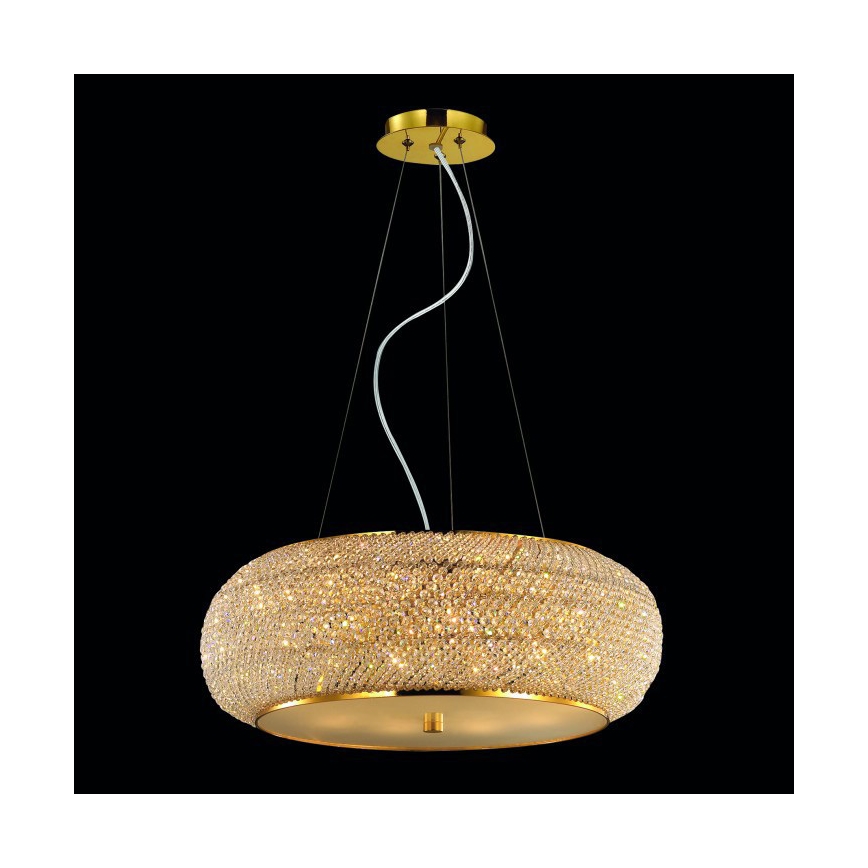 Ideal Lux - Krištáľový luster na lanku PASHA 10xE14/40W/230V pr. 55 cm zlatá