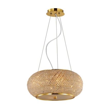 Ideal Lux - Krištáľový luster na lanku PASHA 10xE14/40W/230V pr. 55 cm zlatá