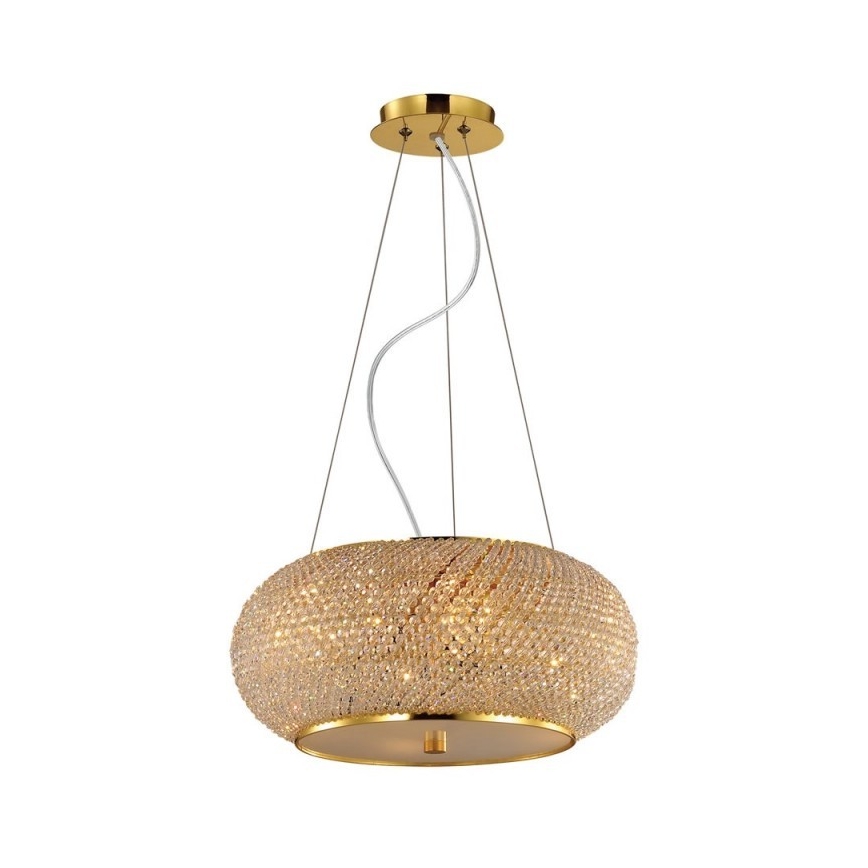 Ideal Lux - Krištáľový luster na lanku PASHA 10xE14/40W/230V pr. 55 cm zlatá