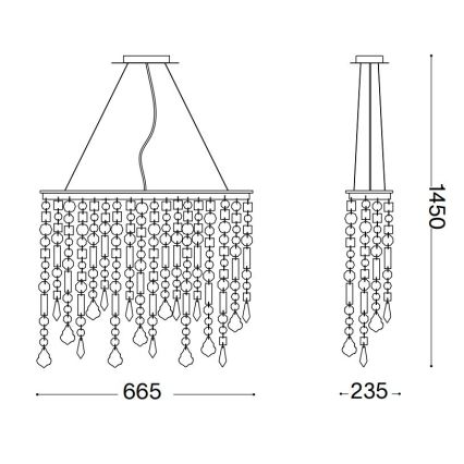 Ideal Lux - Krištáľový luster na lanku RAIN 5xE14/40W/230V číra