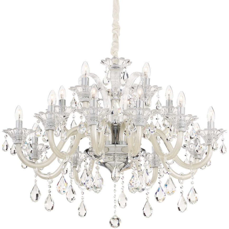 Ideal Lux - Krištáľový luster na reťazi COLOSSAL 15xE14/40W/230V pr. 95 cm krémová/lesklý chróm