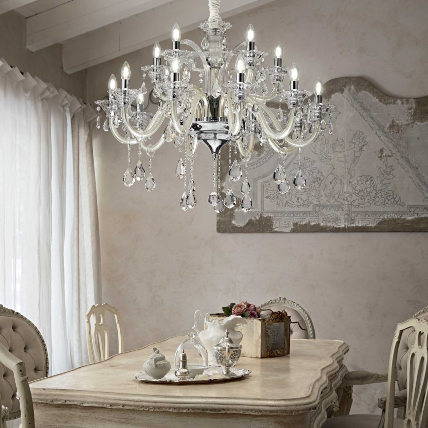 Ideal Lux - Krištáľový luster na reťazi COLOSSAL 15xE14/40W/230V pr. 95 cm krémová/lesklý chróm