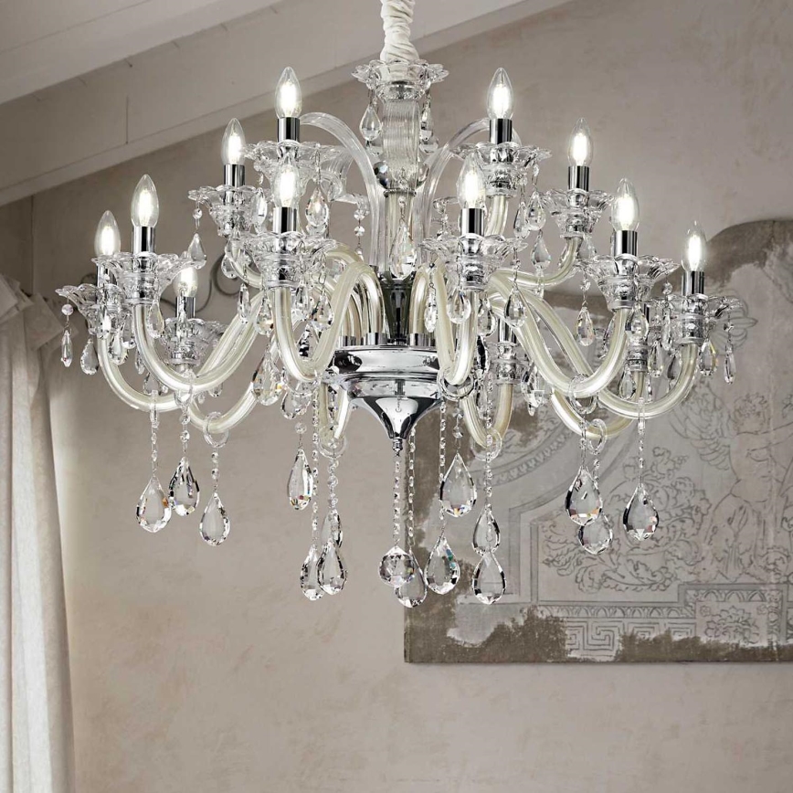 Ideal Lux - Krištáľový luster na reťazi COLOSSAL 15xE14/40W/230V pr. 95 cm krémová/lesklý chróm