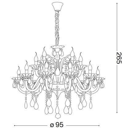 Ideal Lux - Krištáľový luster na reťazi COLOSSAL 15xE14/40W/230V pr. 95 cm šedá/lesklý chróm