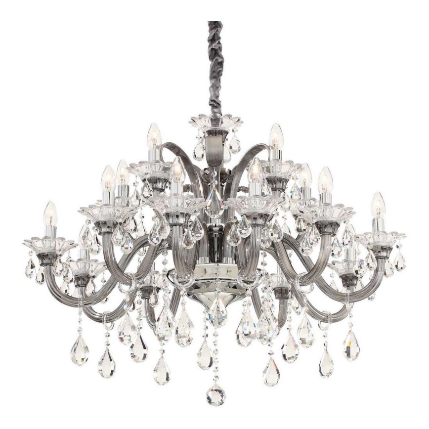 Ideal Lux - Krištáľový luster na reťazi COLOSSAL 15xE14/40W/230V pr. 95 cm šedá/lesklý chróm