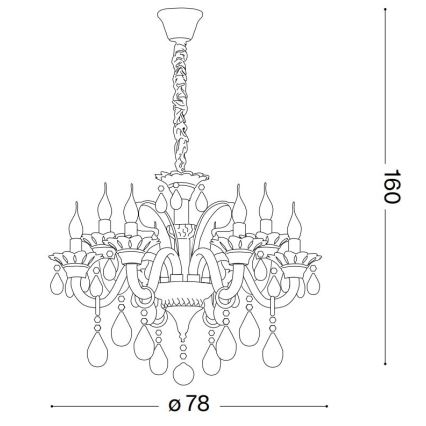 Ideal Lux - Krištáľový luster na reťazi COLOSSAL 8xE14/40W/230V pr. 78 cm šedá/lesklý chróm