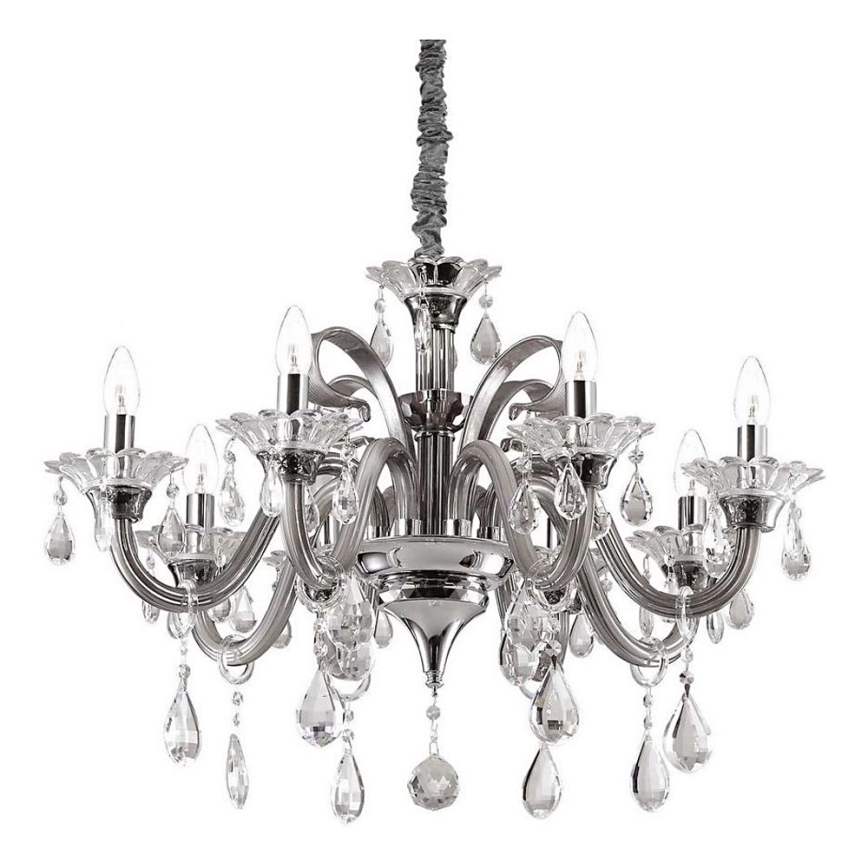 Ideal Lux - Krištáľový luster na reťazi COLOSSAL 8xE14/40W/230V pr. 78 cm šedá/lesklý chróm