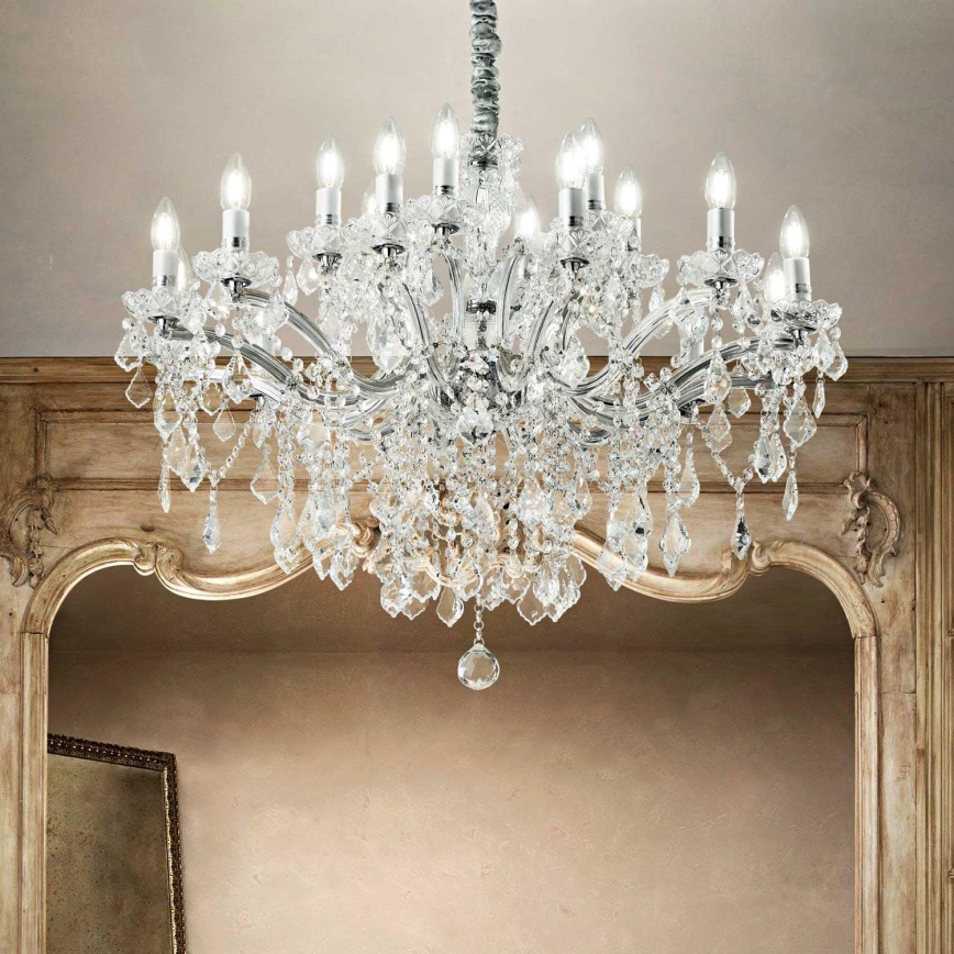 Ideal Lux - Krištáľový luster na reťazi FLORIAN 18xE14/40W/230V pr. 86 cm číra