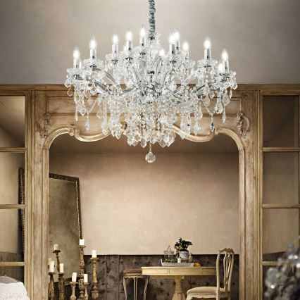 Ideal Lux - Krištáľový luster na reťazi FLORIAN 18xE14/40W/230V pr. 86 cm číra