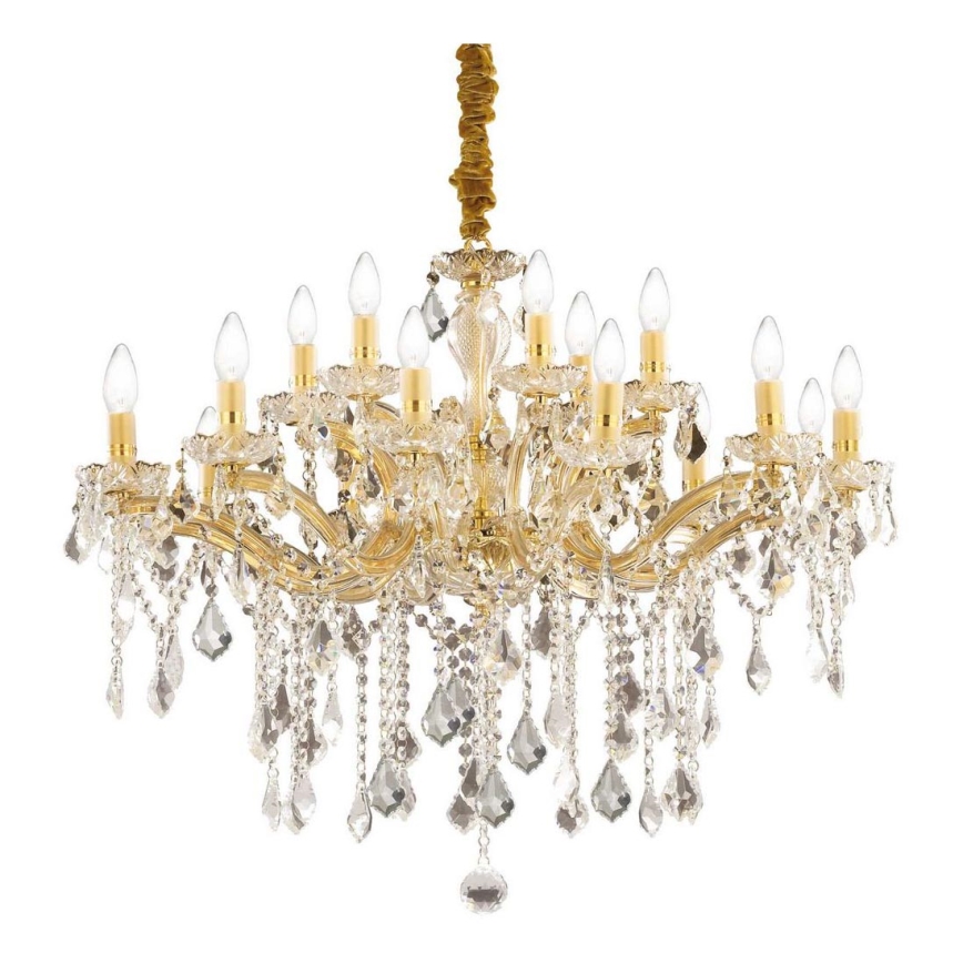 Ideal Lux - Krištáľový luster na reťazi FLORIAN 18xE14/40W/230V pr. 86 cm zlatá