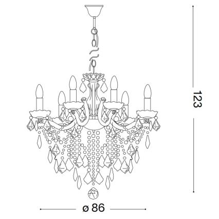 Ideal Lux - Krištáľový luster na reťazi FLORIAN 18xE14/40W/230V pr. 86 cm zlatá