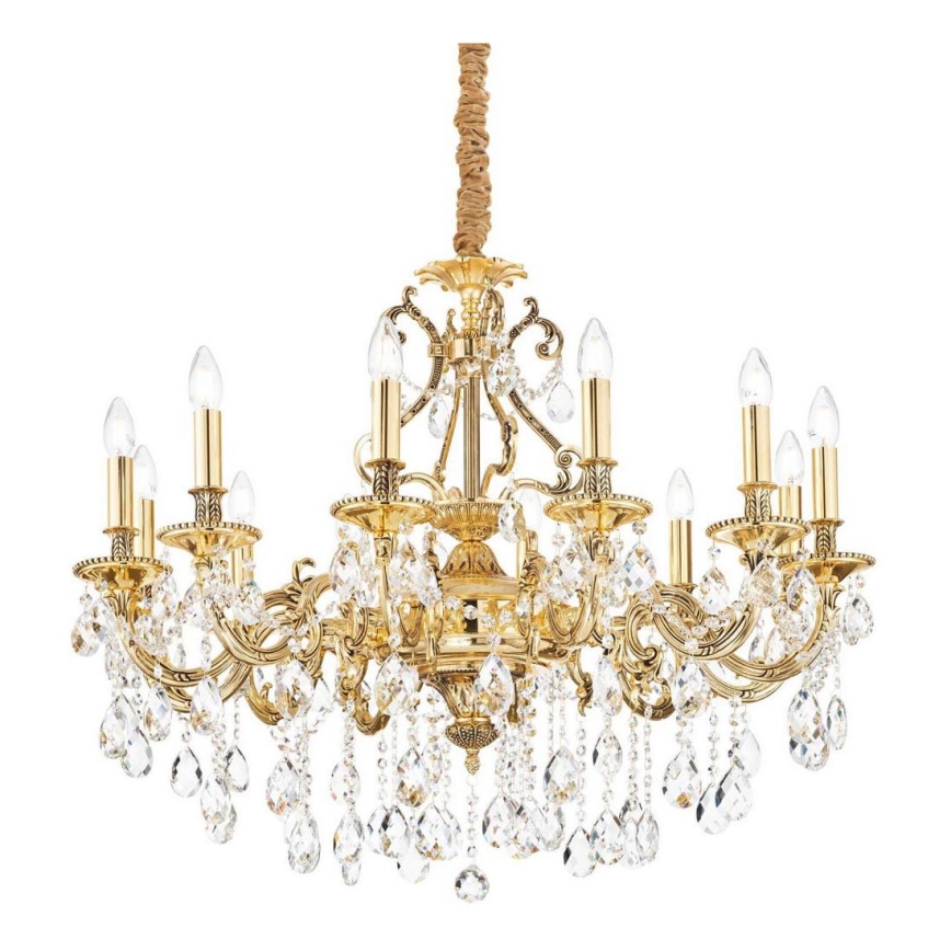 Ideal Lux - Krištáľový luster na reťazi GIOCONDA 12xE14/40W/230V pr. 90 cm zlatá