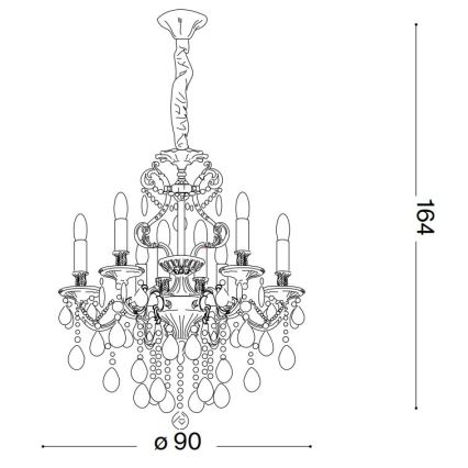 Ideal Lux - Krištáľový luster na reťazi GIOCONDA 12xE14/40W/230V pr. 90 cm zlatá
