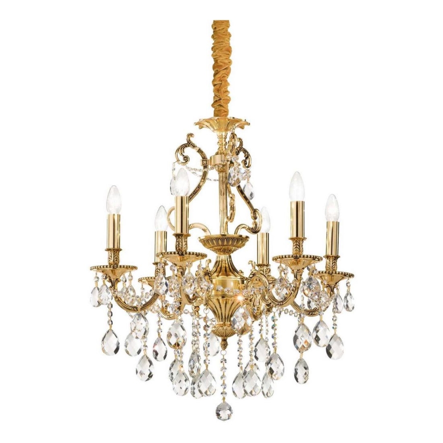 Ideal Lux - Krištáľový luster na reťazi GIOCONDA 6xE14/40W/230V pr. 62 cm zlatá