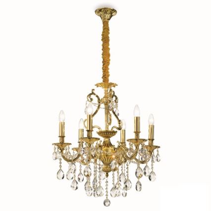 Ideal Lux - Krištáľový luster na reťazi GIOCONDA 6xE14/40W/230V pr. 62 cm zlatá