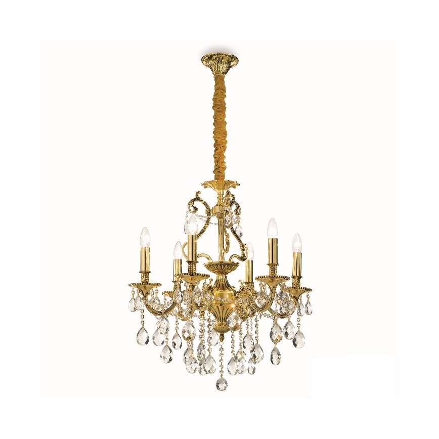 Ideal Lux - Krištáľový luster na reťazi GIOCONDA 6xE14/40W/230V pr. 62 cm zlatá