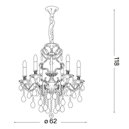 Ideal Lux - Krištáľový luster na reťazi GIOCONDA 6xE14/40W/230V pr. 62 cm zlatá