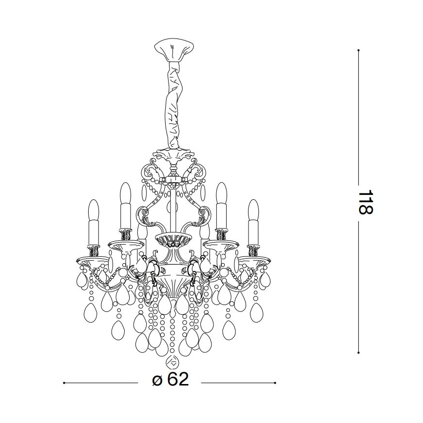 Ideal Lux - Krištáľový luster na reťazi GIOCONDA 6xE14/40W/230V pr. 62 cm zlatá