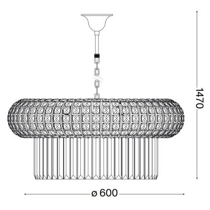 Ideal Lux - Krištáľový luster na reťazi NABUCCO 12xE14/40W/230V pr. 60 cm zlatá