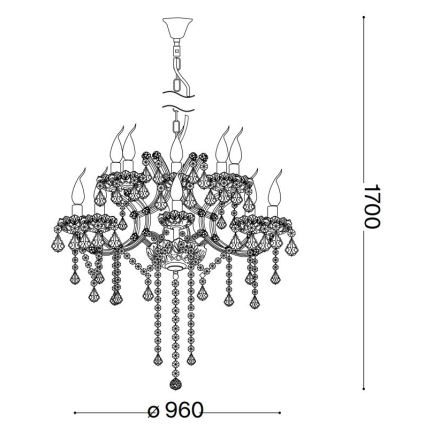 Ideal Lux - Krištáľový luster na reťazi NAPOLEON 18xE14/40W/230V pr. 96 cm lesklý chróm